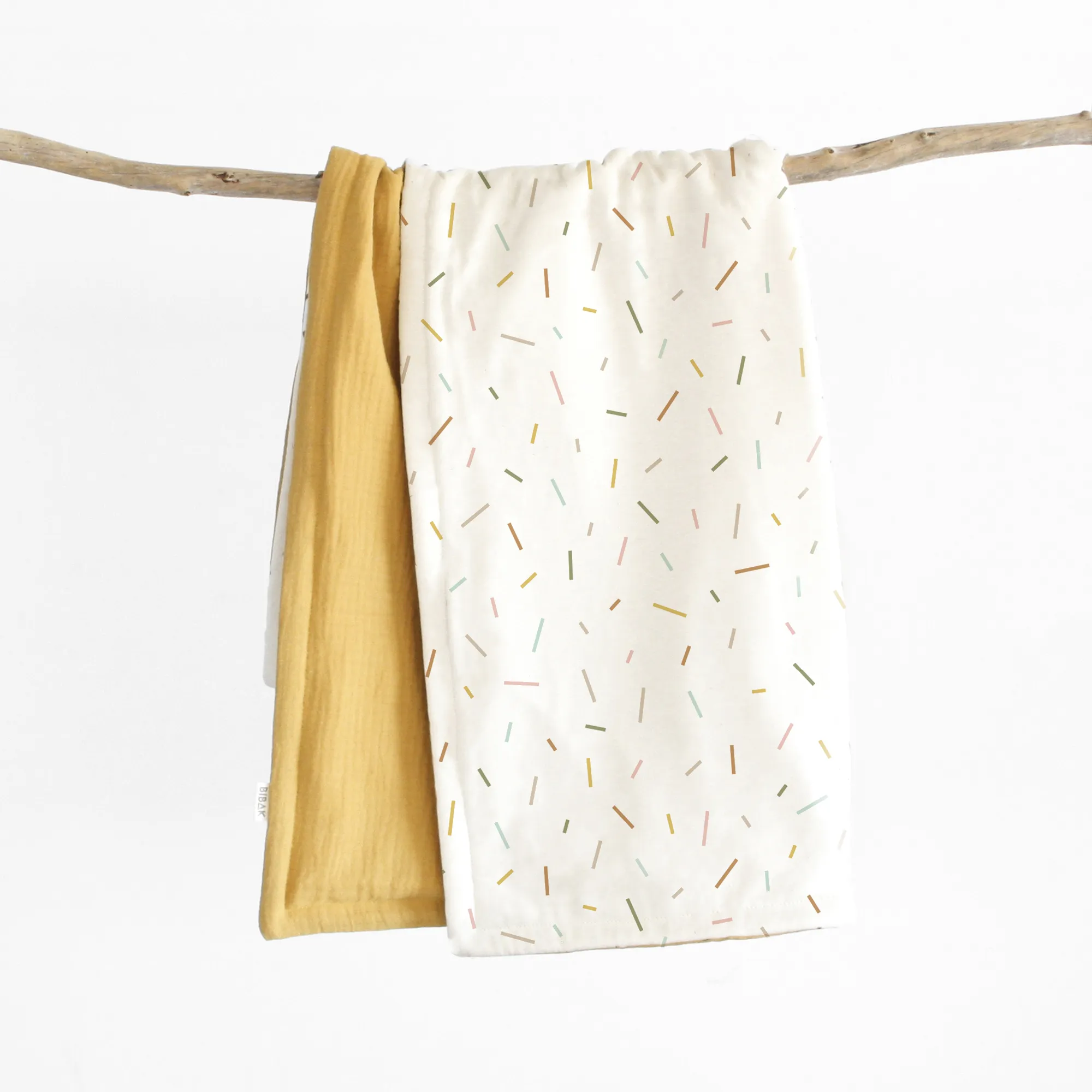 Manta de bebé Sticks – Mostaza